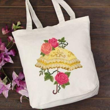 Victorian Parasol with Roses Embroidered Patch 6.47” x 7.8” – Iron On or Sew On Beyond Vision