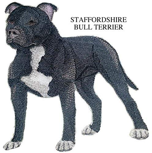 Amazing Custom Dog Portraits [Staffordshire Bull Terrier] Embroidered Iron On/Sew Patch (5" x 4.5")[Made in USA]
