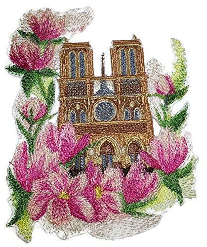 Notre Dame and Magnolias in Watercolor Embroidered Iron on/Sew Patch (6.8" x 4.86") [Made in USA] by BeyondVision