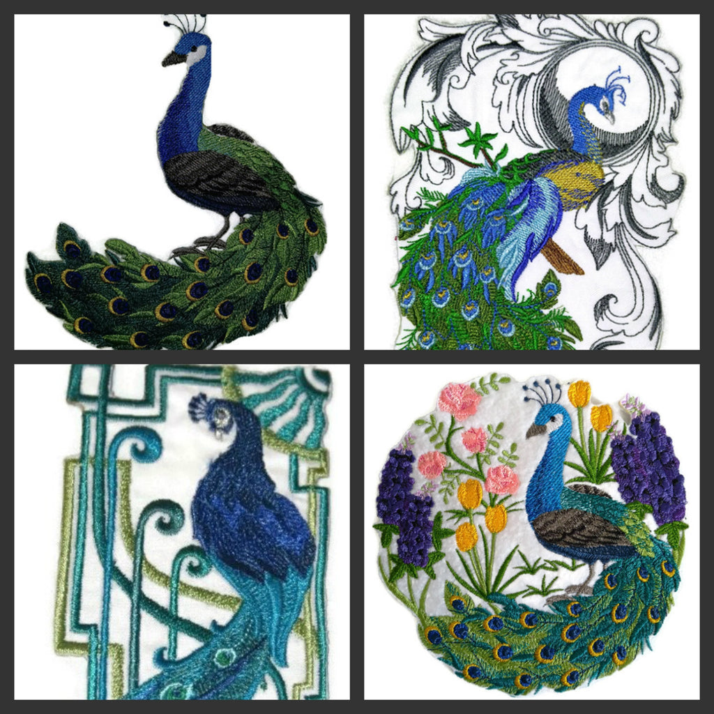 Nature Weaved in Threads, Amazing Birds Kingdom [Art Deco Peacock ] [Custom and Unique] Embroidered Iron on/Sew Patch (6.68" x 2.75") [Made in USA]