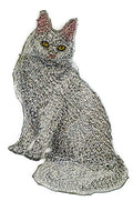 Angora (Turkish) Cat (4.5" x 3.6") embroidered iron-on patch