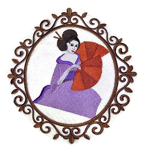 Amazing Custom Geisha Portraits [Geisha Cameo] [Rich Japanese Culture and Tradition] Embroidered Iron On/Sew Patch (7.18" x 7.4") [Made in USA]