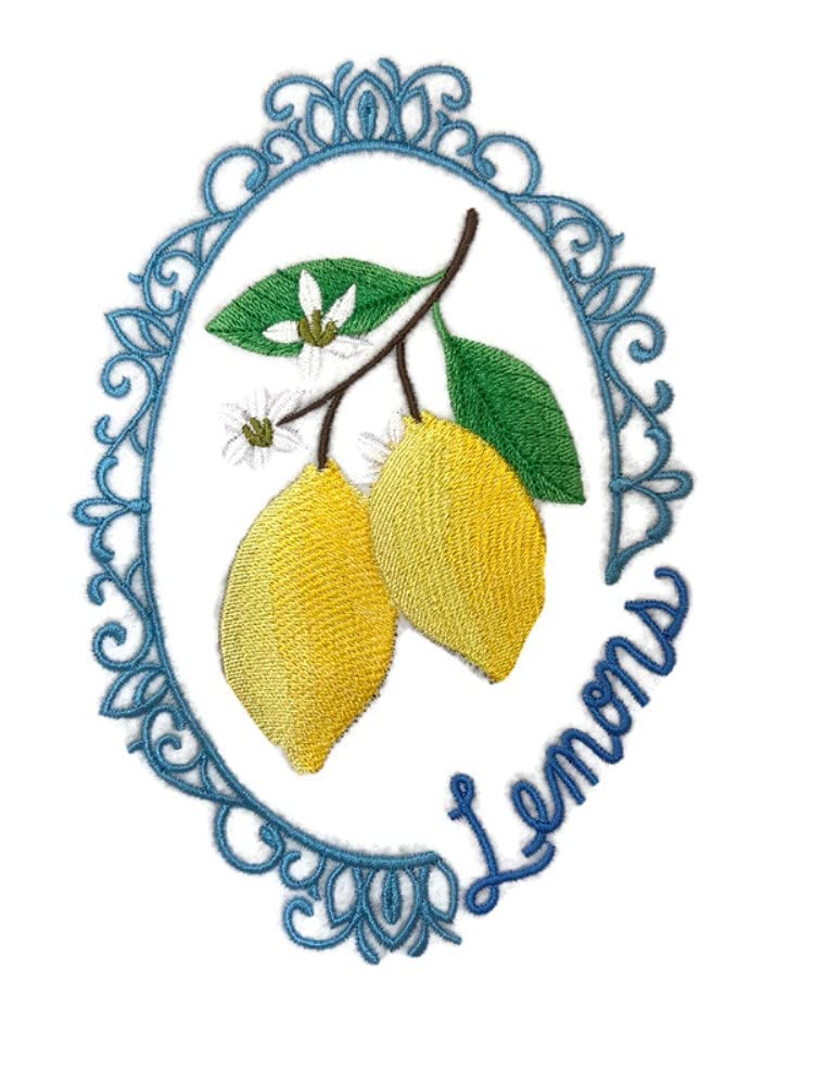 Parche bordado para planchar o coser con diseño de limones (personalizado y único) [5,25" (ancho) x 7,64" (alto)] [Hecho en EE. UU.]
