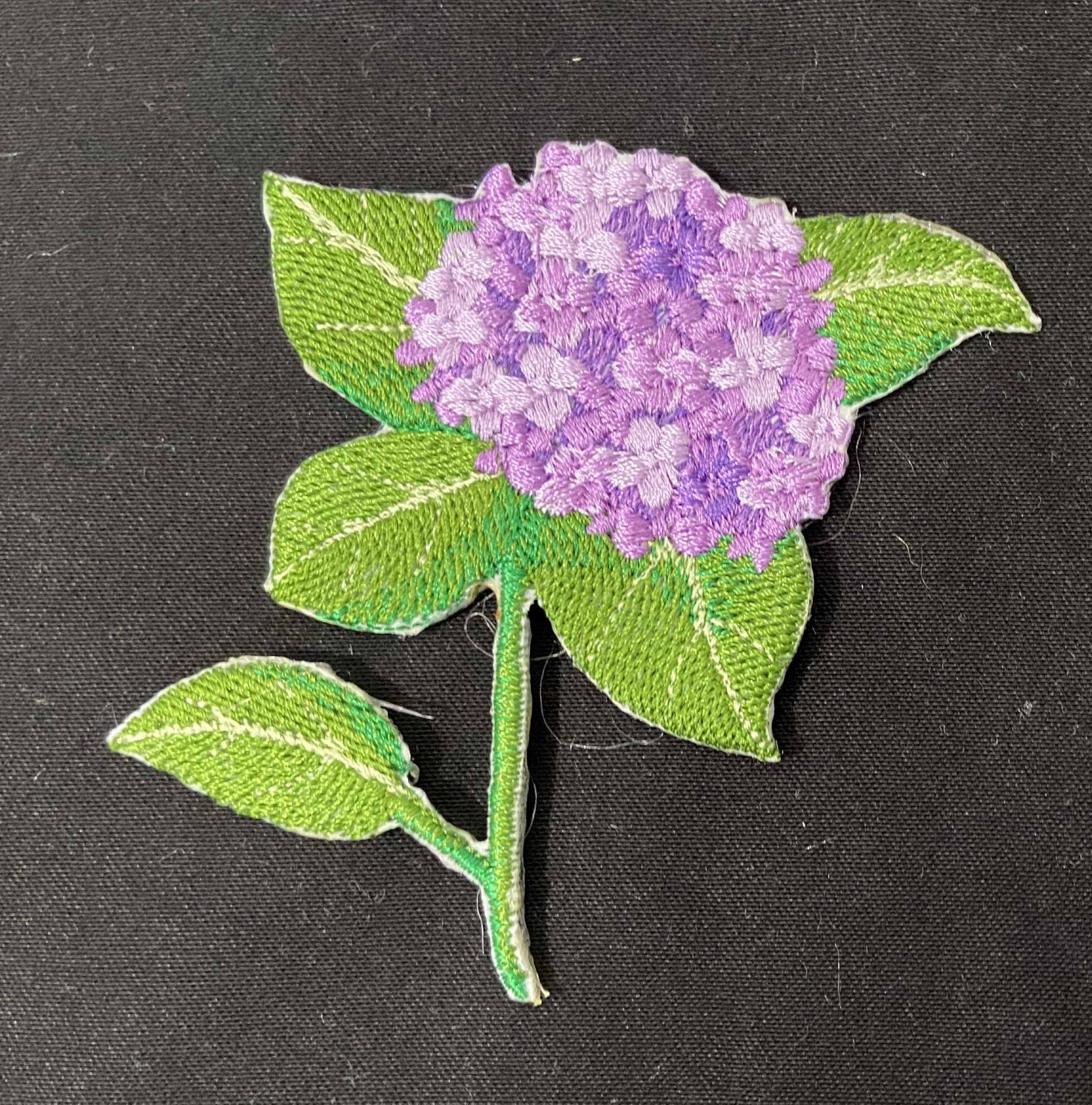 Hydrangea Flower Embroidered Iron on/Sew Patch (3.15" x 3.8")
