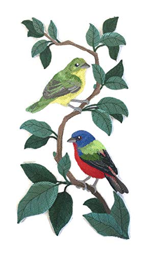 Nature Weaved in Threads, Amazing Birds Kingdom [Painted Bunting Panel ] [Custom and Unique] Embroidered Iron on/Sew Patch (11.74" x 6.09") [Made in USA