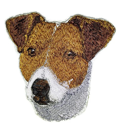 Increíble parche bordado termoadhesivo [cara de perro Jack Russell] [10 x 10 cm] [Hecho en EE. UU.]