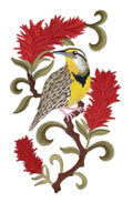 Bird Wyoming Western Meadowlark and Indian (5.86" x 9.4") embroidered iron-on patch