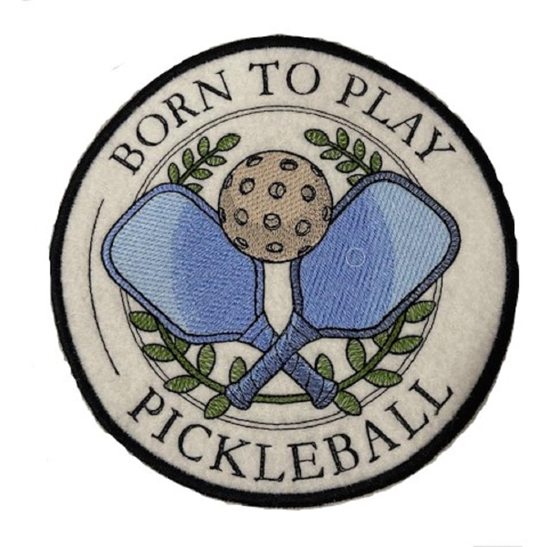 Happy Father's Day Custom and Unique Born to Play Pickleball Stamp Embroidered Iron on/Sew Patch (6.85" x 6.85") [Made in USA]