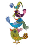 Weaved in Threads, Winter Bird Stack / embroidered iron-on patch