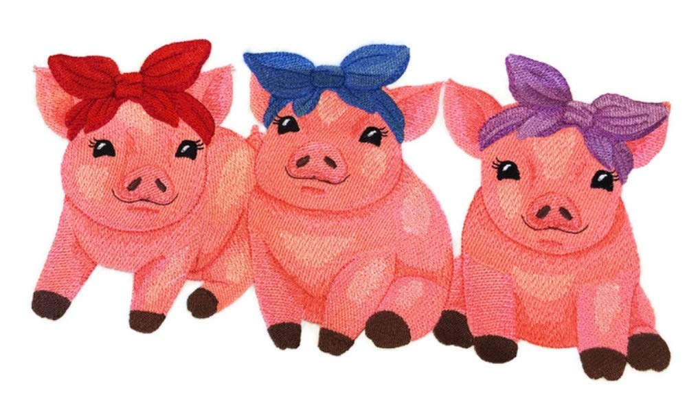Nature Weaved in Threads, Amazing Baby Animal Kingdom [ Sweet Piglet Trio ][Custom and Unique] Embroidered Iron on/Sew Patch (10.99" x 5.64")