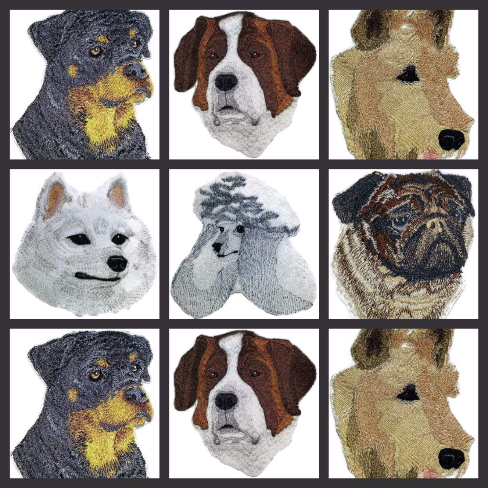 Impresionante parche bordado termoadhesivo personalizado con cara de perro esquimal americano [14,7 x 16,2 cm] [Hecho en EE. UU.]