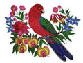 Australian King parrot With Flowers (6.26" x 5.9") embroidered iron-on patch