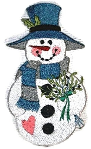 BeyondVision Country Christmas Snowman - Winter Bouquet Embroidered Iron on/Sew Patch (3.39" x 6") [Made in USA]