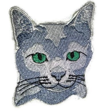 Impresionantes retratos de gatos personalizados [Cara de gato Kort] Parche bordado para planchar o coser [7,6 cm x 7,6 cm] Hecho en EE. UU.