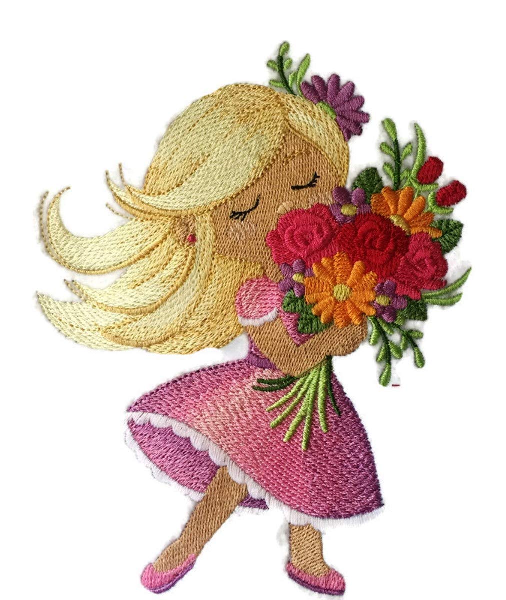 Naturaleza entretejida en hilos, increíble belleza de ramo de bebé] Personalizado y único] Parche bordado para planchar o coser de 12,2 x 15,2 cm