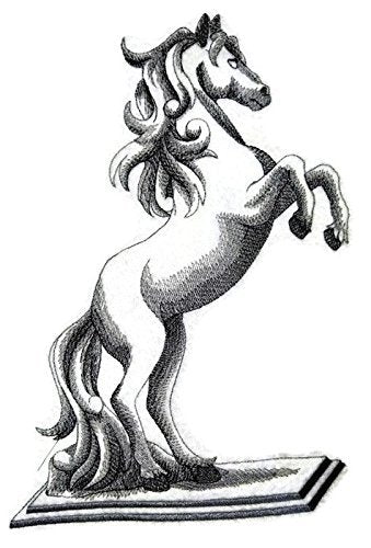 Parche bordado para planchar o coser, personalizado y único, "Spirit of Stallions" [Caballo encabritado sobre pedestal] [Personalizado y único] [Hecho en EE. UU.]
