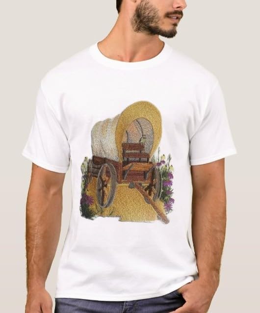 Custom and Unique Prairie Wagon Scene Embroidered Iron on/Sew Patch (6.2" x 5.87")