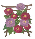 Flower Japanese Zinnia (5.85" x 6.18") embroidered iron-on patch