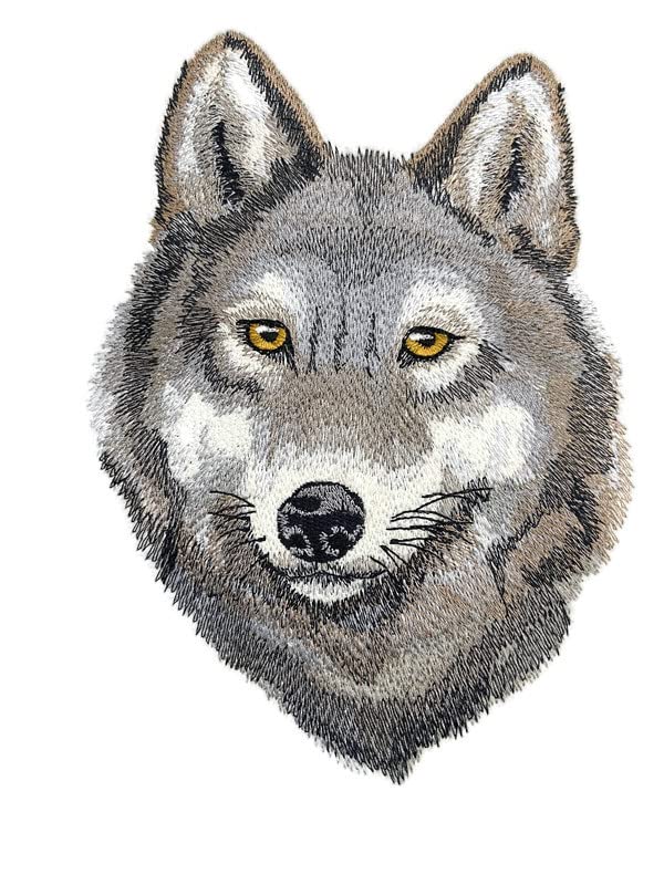 Parche bordado termoadhesivo/cosido "Beyond Vision Custom Animals" [Lobo salvaje] [14,8 cm de ancho x 19,8 cm]