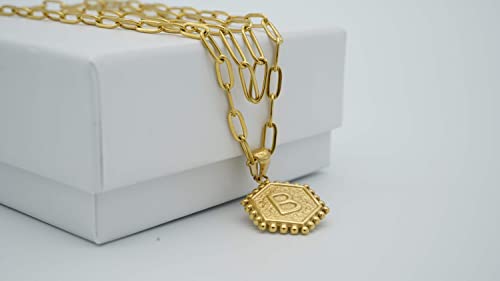 BeyondVision 18K Gold plated double layer double sided alphabet pendant necklace and choker necklace set
