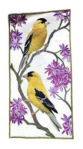 Nature Weaved in Threads, Amazing Birds Kingdom [ Goldfinch Panel ] [Custom and Unique] Embroidered Iron on/Sew Patch (9.42" x 4.75") [Made in USA]