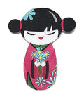 Kokeshi and Flower Bouquet (5.84" x 4.85") embroidered iron-on patch