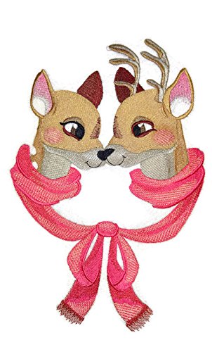 Nature Weaved in Threads, Amazing Animal Kingdom [Snuggling Winter Deer ] [Custom and Unique] Embroidered Iron on/Sew Patch (10.22" x 6.85") [Made in USA]