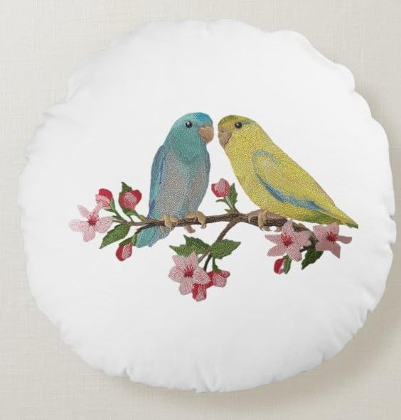 Pájaros personalizados: periquito en una rama de cerezo en flor, más allá de la visión [26,5 x 17,5 cm]