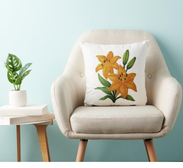 Custom and Unique Garden's Best Delight Flower [ Yellow Lily Blooms ] Embroidered Iron on/Sew Patch (5.87" x 7.07") [Made in USA]