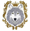 Wolf with Baroque (6.62" x 7.8") embroidered iron-on patch