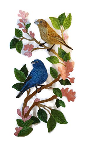 Nature Weaved in Threads, Amazing Birds Kingdom [Indigo Bunting Panel ] [Custom and Unique] Embroidered Iron on/Sew Patch (11.74" x 6.09") [Made in USA]