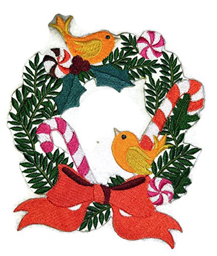 Custom Festival Christmas Wreath Embroidered Iron on/Sew Patch (5.53" x 4.85") [Made in USA]