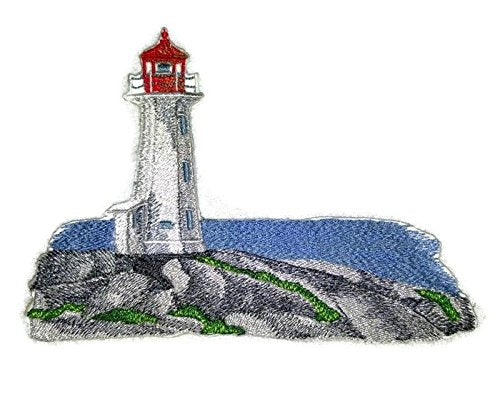 Parche bordado termoadhesivo "Capitán Veo la Luz", personalizado y único, para faro [Faro de Peggy's Point] [8,24" x 5,85"] [Hecho en EE. UU.]