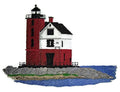 Round Island Lighthouse (7.82" x 5.85") embroidered iron-on patch