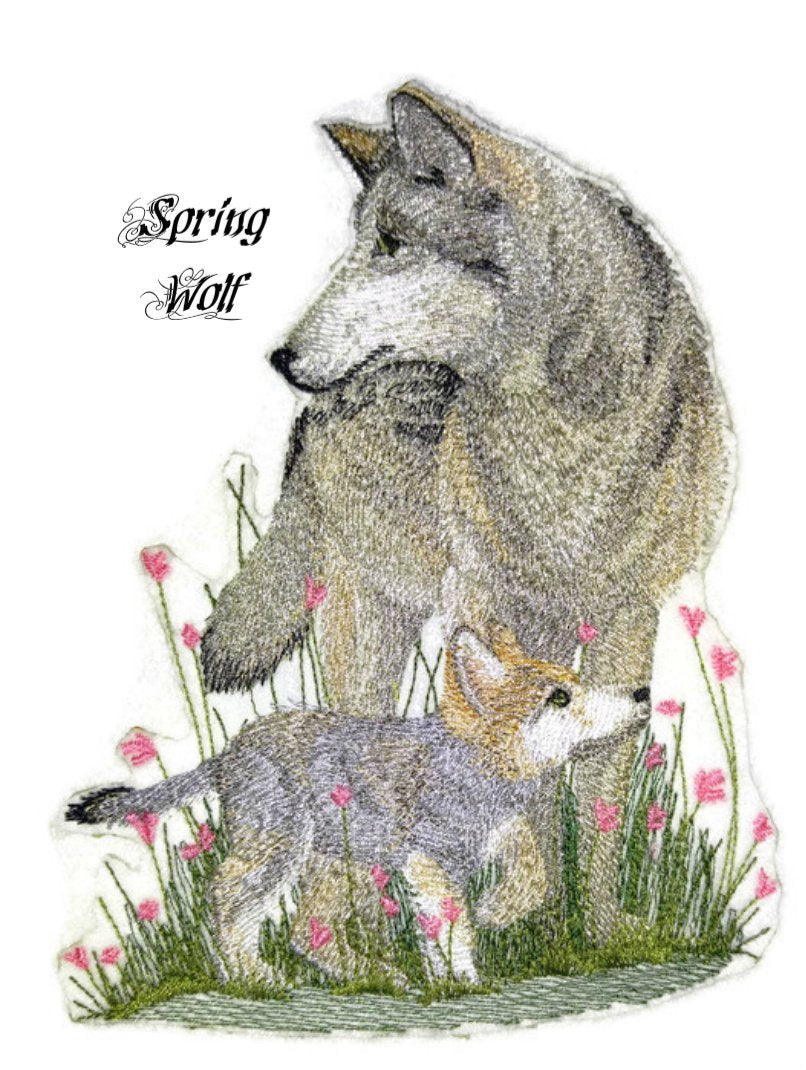 Nature weaved in threads, Amazing Animal Kingdom [Spring Wolf ] [Custom and Unique] Embroidered Iron on/Sew patch (7" x 5.5") [Made in USA]