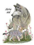 Spring Wolf (7" x 5.5") embroidered iron-on patch