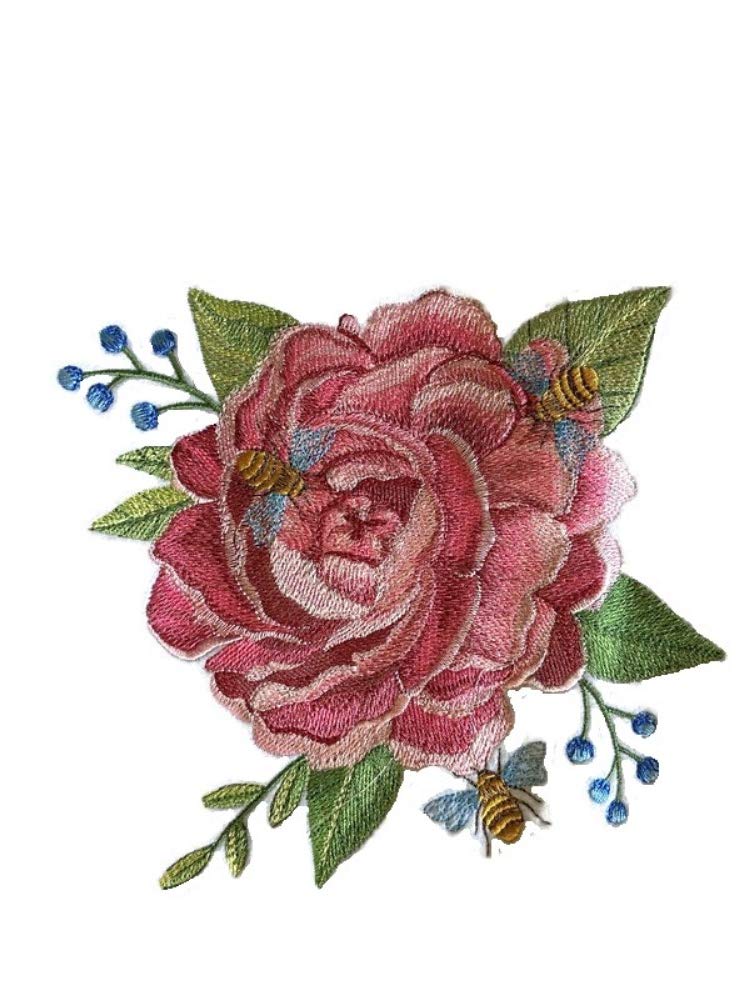Custom and Unique (Buzzing Summertime Bloom) Blooms Flower Embroidered Iron on/Sew Patch (6.85" x 7.53") [Made in USA]
