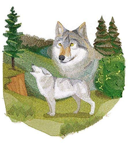 Naturaleza entretejida en hilos, asombroso reino animal [Espíritu del Lobo] [Personalizado y único] Parche bordado para planchar o coser [10,76" x 11"] [Hecho en EE. UU.]