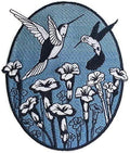 Nature Weaved in Threads, Birds Kingdom [Spring Hummingbird Oval ] [] / (5.5" x 4.75") [] embroidered iron-on patch