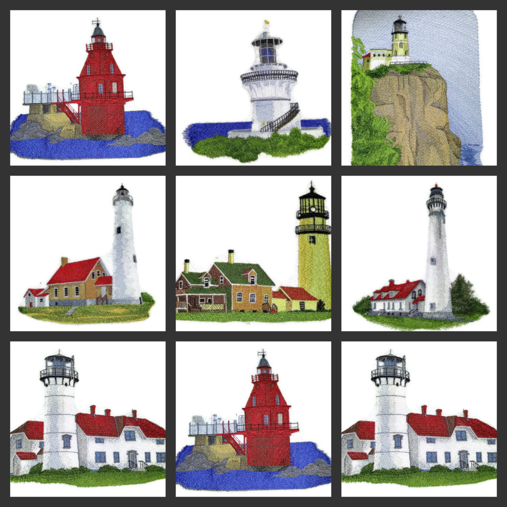 Custom and Unique Lighthouse [Tawas Point Lighthouse] Embroidered Iron on/Sew Patch (6.2" x 5.9") [Made in USA]