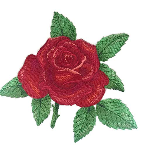 Custom and Unique Garden's Best Delight Flower [Romantic Red Rose ] Embroidered Iron on/Sew Patch (6.81" x 6.56") [Made in USA]