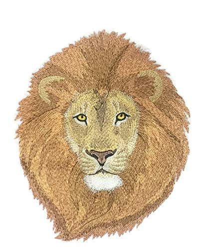 Nature Weaved in Threads, Amazing Animal Kingdom [ Brushed Lion] [Custom and Unique] Embroidered Iron on/Sew Patch (6.45" x 7.8")