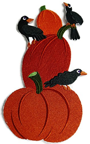 BeyondVision Custom and Unique Happy Halloween [Creepy Crows and Pumpkin] Embroidered Iron on/Sew Patch (8" x 6") [Made in USA]