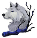 Wintry Wolf (6.5" x 7.8") embroidered iron-on patch