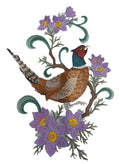 South Dakota Ring-Necked Pheasant and Pasqueflower Medley Bird (6.99" x 10.18") embroidered iron-on patch