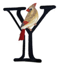 Letter Y and Female Cardinal / (5.99" x 6.2") embroidered iron-on patch