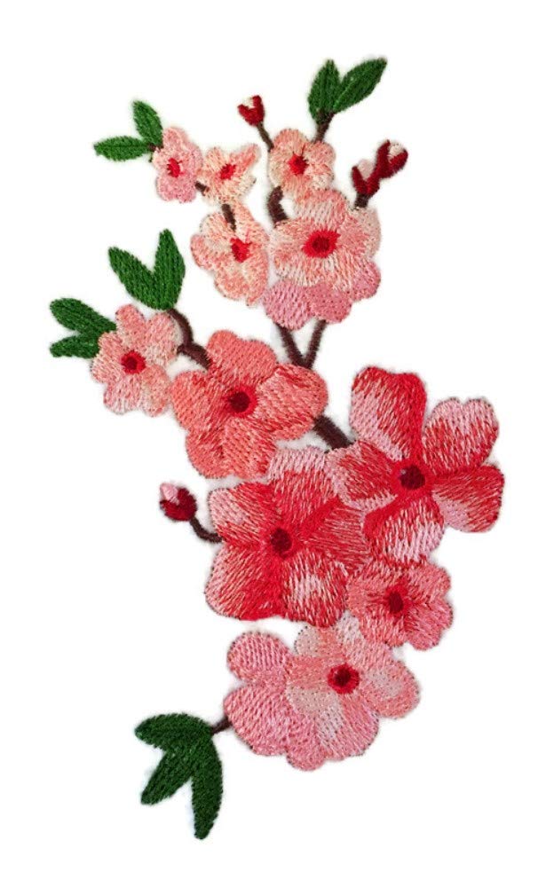 Custom and Unique Garden's Best Delight Flower [Cherry Blossoms ] Embroidered Iron on/Sew Patch (4.22" x 6") [Made in USA]