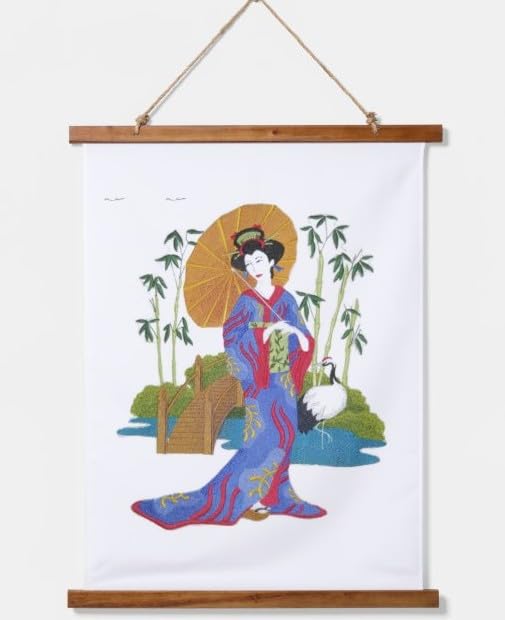 Amazing Custom Geisha Portraits [Geisha in Garden] [Rich Japanese Culture and Tradition] Embroidered Iron On/Sew Patch (11.5" x 9") [Made in USA]