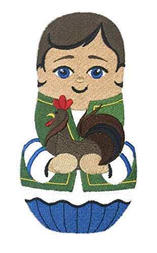 Amazing Custom Russian Art [Matryoshka Doll with Rooster] Embroidered Iron On/Sew Patch (3.47" x 6.86") [Made in USA]