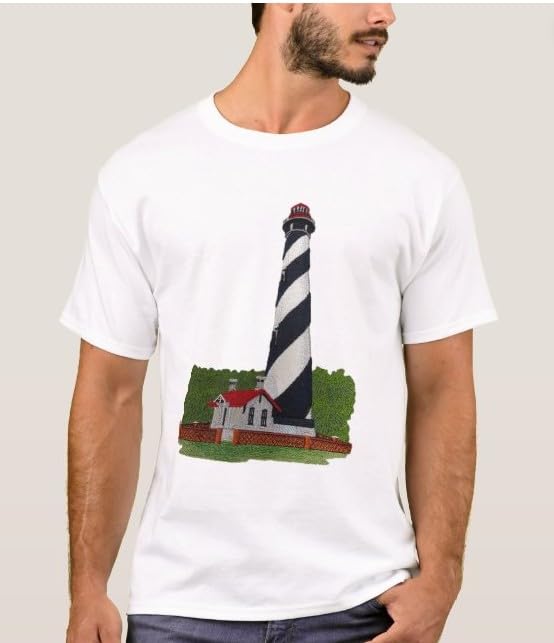 Capitán Veo la Luz, Faro personalizado y único [Faro de San Agustín (Florida)] Bordado para planchar o coser (5,85" x 8,14")